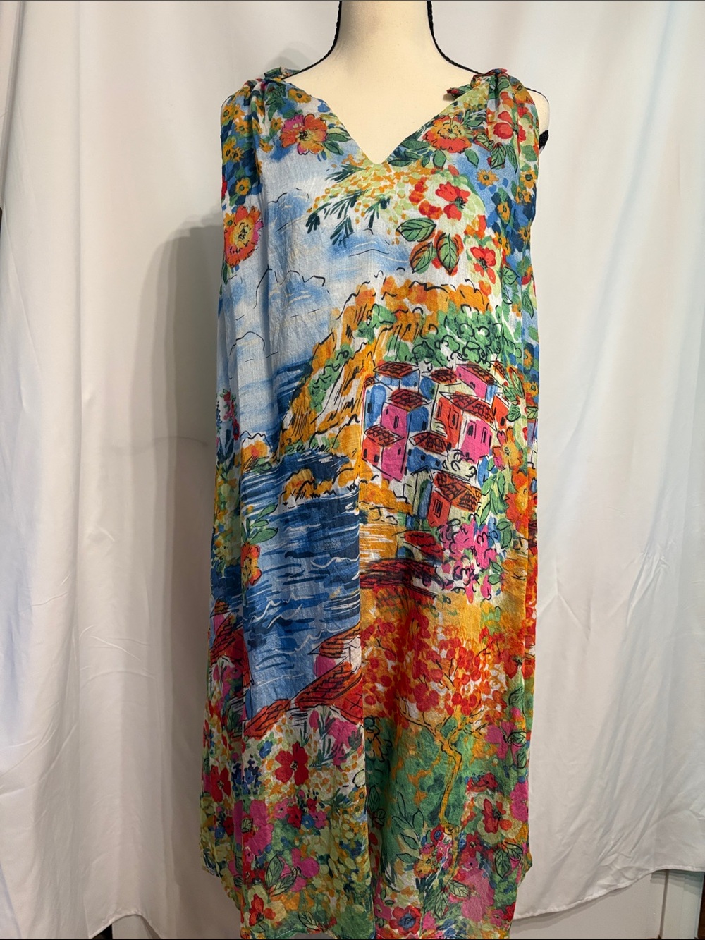 London Times Artsy Flowy Mini Dress SZ XL
